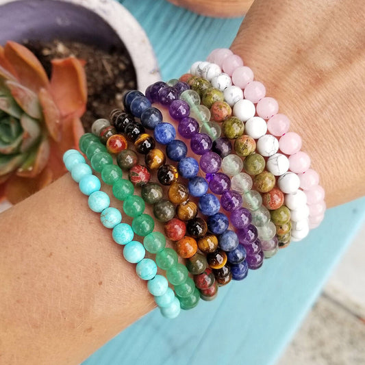 Handmade Natural Stone/Crystal/Wood Bracelets (~10mm)